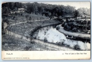 Peoria Illinois IL Postcard View Of Lake At Glen Oak Park Scene 1907 Antique