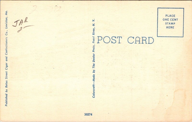 Post Office Lewiston Maine ME Linen Postcard VTG UNP Dexter Vintage Unused
