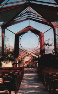 Vintage Postcard Rancho Wayfarer's Chapel Interior View  Palos Verdes California