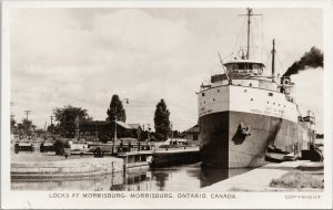 Morrisburg Ontario 'City of Windsor' Ship Locks c1951 RPPC Postcard G52 *as is