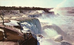 Vintage Postcard Niagara Falls In Winter Waterfalls Niagara Falls Ontario Canada