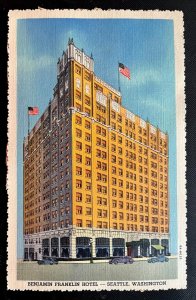 Vintage Postcard 1938 Benjamin Franklin Hotel, Seattle, Washington