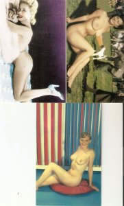 Classic Pin-ups! Lot of three (3) photo postcards, Standard postcard size