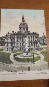 Peoria Illinois Court House Monument 6 Multiview Foldout Antique PC K16506