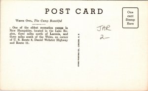 Historic White Owl Camp Beautiful North Side New Hampshire BW Postcard 