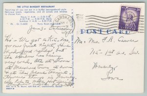 Kansas City Missouri~Little Banquet Restaurant & City Map~Vintage Postcard