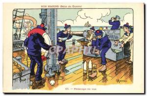 Our Marins- Series of War-Periscope in sight-boat Post Card Old Illustrator G...