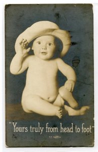 Yours Truly From Head to Foot Baby Portrait RPPC Real Photo 1910c postcard