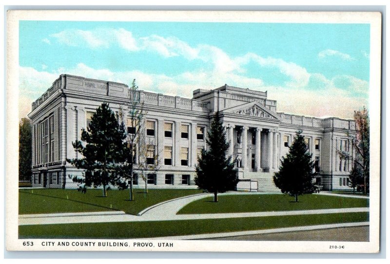 City And County Building Exterior Trees Scene Provo Utah UT Vintage Postcard 