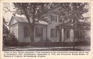 Williamsburg Virginia Home Of Peyton Randolph, B/W Photo Print Vintage PC U15724