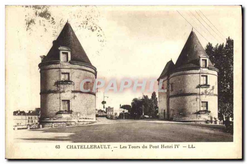 Old Postcard Chatellerault Bridge Towers Henry