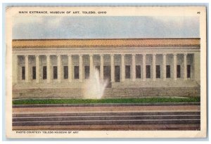 1935 Main Entrance Museum Of Art Fountain Building Steps Toledo Ohio OH Postcard