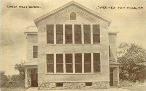 New York Lower Mills School roadside occupation Utica Paper Postcard 22-9985