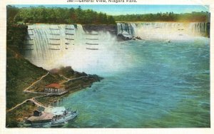 Vintage Postcard 1936 General View of Waterfalls and Boat Scene Niagara Falls NY