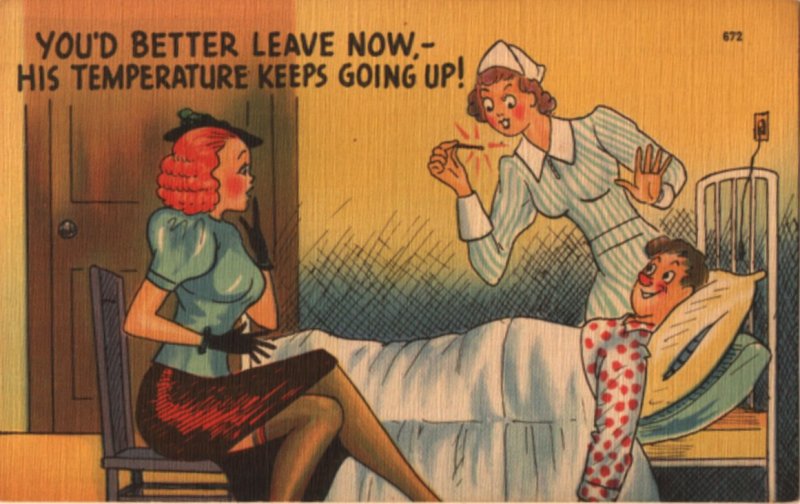 pinup postcard: You'd Better Go Now