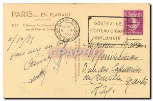 Old Postcard Paris while strolling the Champs Elysees to the Arc de Triomphe