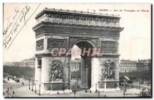 Old Postcard Paris Arc De Triomphe From & # 39Etoile