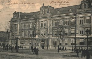 Netherlands Amsterdam Handelsschool Vintage Postcard 04.06