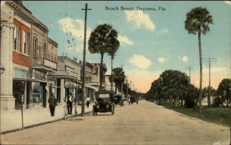 Daytona FL Beach Street Scene c1910 Postcard