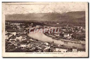 Old Postcard Grenoble Noodle Head Green Island and the Chaine des Alpes