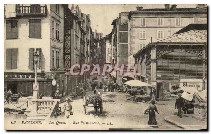 Postcard Old Bayonne docks Street Fish