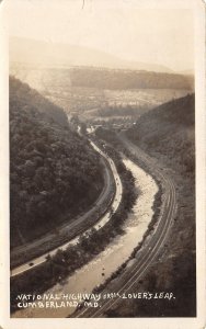 Cumberland Maryland~National Highway-US 40 from Lover's Leap~1927 RPPC