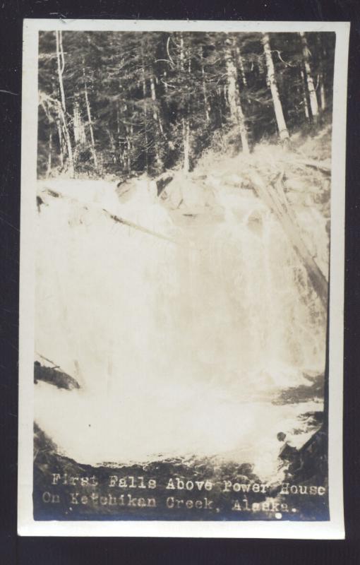 RPPC KETCHIKAN CREEK ALASKA FIRST FALLS BY POWER HOUSE REAL PHOTO POSTCARD