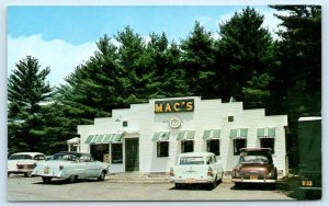 MECHANIC FALLS, Maine ME ~ Roadside MAC'S RESTAURANT 1950s Cars  Postcard