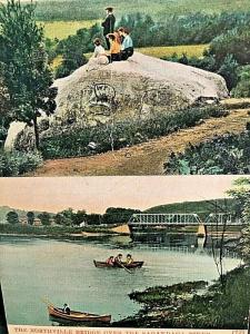 Postcard Antique View of High Rock & Northville Bridge,Sagandaga River, NY U1