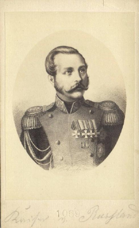 russia, Emperor Czar Tsar Alexander II in Uniform, Medals (1860s) CDV Photo