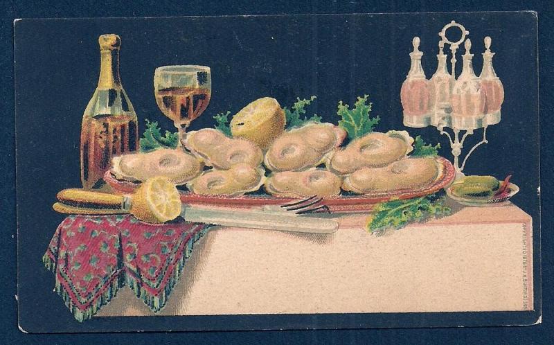 VICTORIAN TRADE CARD Table Full of Food