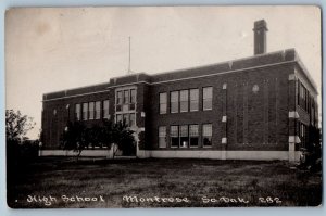 Montrose South Dakota SD Postcard RPPC Photo High School Building 1922 Vintage