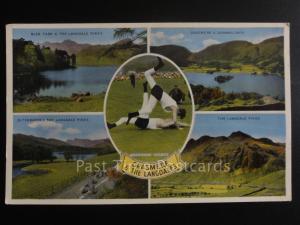 Cumbria: GRASMERE SPORTS & THE LANGDALES Multiview Old Postcard