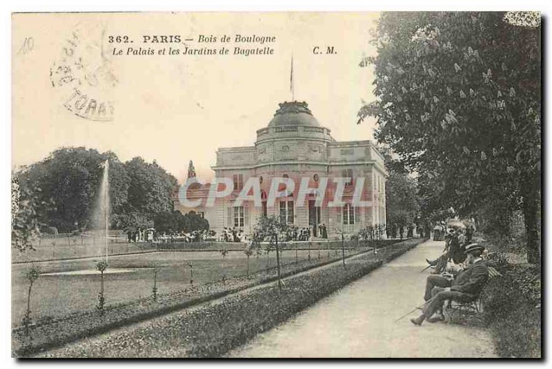 Old Postcard Paris Bois de Boulogne and Palais de Bagatelle Gardens