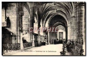 Old Postcard Moulins Inside the cathedral