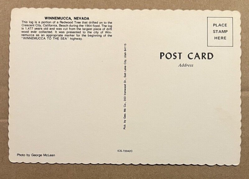 VINTAGE UNUSED POSTCARD - WINNEMUCCA, NEVADA