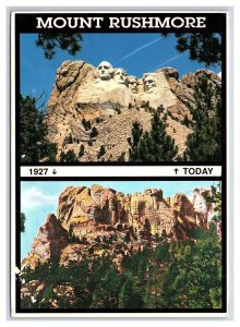 Mount Rushmore Black Hills SD 1927 & Today c1991 Postcard Continental View Card