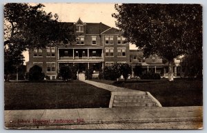 Anderson Indiana~St John's Hospital~2 Story Porches~c1910 B&W Postcard