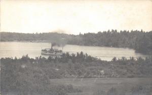 Bay of Naples Maine~Large Steam Ship in Bay~c1910 RPPC Real Photo Postcard