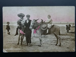 BLACKPOOL The Sands showing CHILDREN & DONKEY RIDES c1912 Postcard by Advance