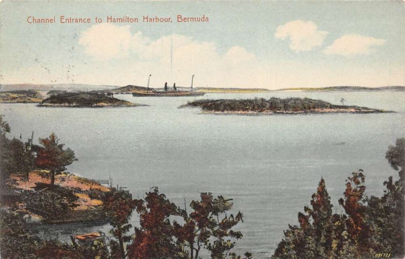 Hamilton Bermuda Harbour and Channel Entrance Vintage Postcard AA67199