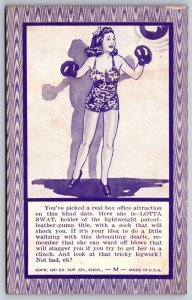 1940s Comic Arcade Card Ex Sup Co Lotta Sway Boxer Your Blind Date Chicago K5