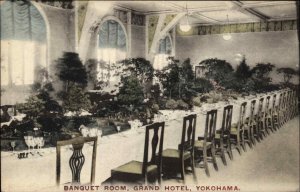 Yokohama Japan Grand Hotel Banquet Room c1910 Vintage Postcard