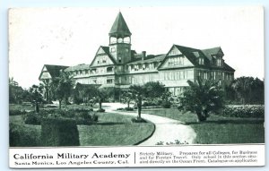 SANTA MONICA, CA ~ Advertising CALIFORNIA MILITARY ACADEMY 1907 School Postcard