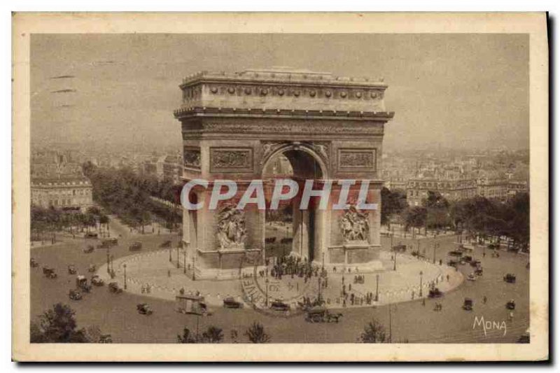 Old Postcard The Place de l'Etoile and the Arc de Triomphe monument largest o...