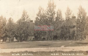 MI, West Branch, Michigan, RPPC, High School Building, 1912 PM, Photo