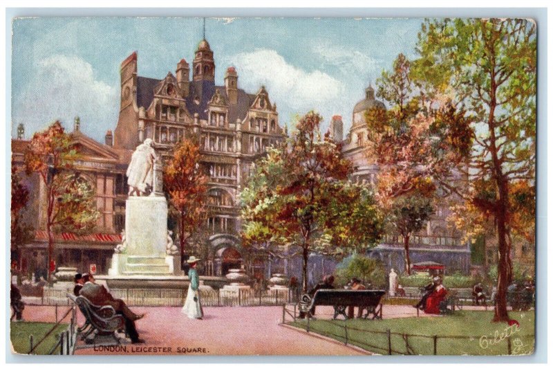 c1910 Leicester Square London England Antique Oilette Tuck Art Postcard