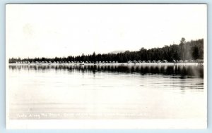 RPPC  LAKE PLEASANT, New York NY ~ TENTS on SHORE Hamilton County 1920s Postcard