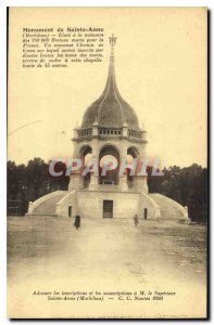 Postcard Ancient Monument St. Anne Morbihan