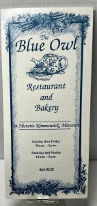 Vintage 1980s The Blue Owl Restaurant Menu Kimmswick MO